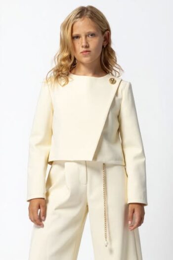 Σετ σακάκι με φούστα με μπάλου βολάν και ζώνη - Image 2