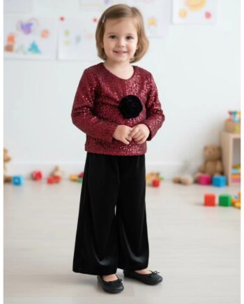 Σετ τοπ με παντελόνι καμπάνα - Image 2