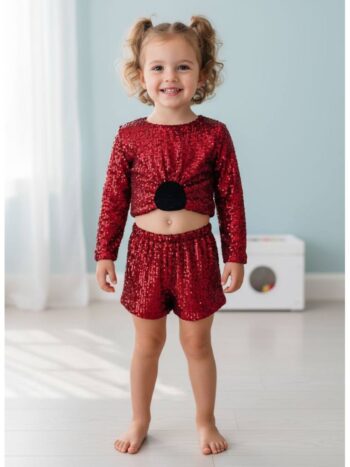 Σετ τοπ με σορτς και λουλούδι καρφίτσα - Image 2