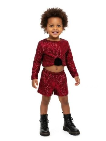 Σετ τοπ με σορτς και λουλούδι καρφίτσα - Image 1