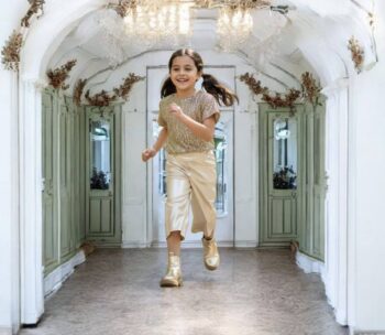 Σετ τοπ παγετα με χρυσο παντελόνι 3/4 δερματίνη - Image 4