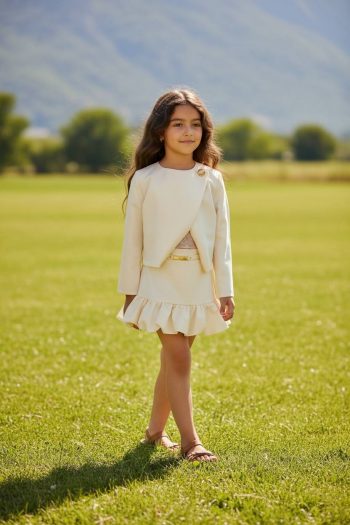 Σετ σακάκι με φούστα με μπάλου βολάν και ζώνη - Image 1