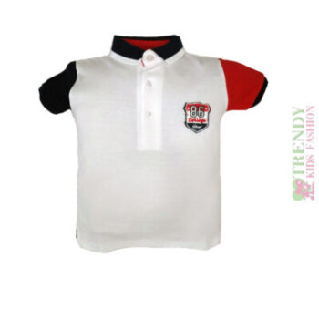 Μπλούζα Polo λευκή με γιακά μπλε - Image 2