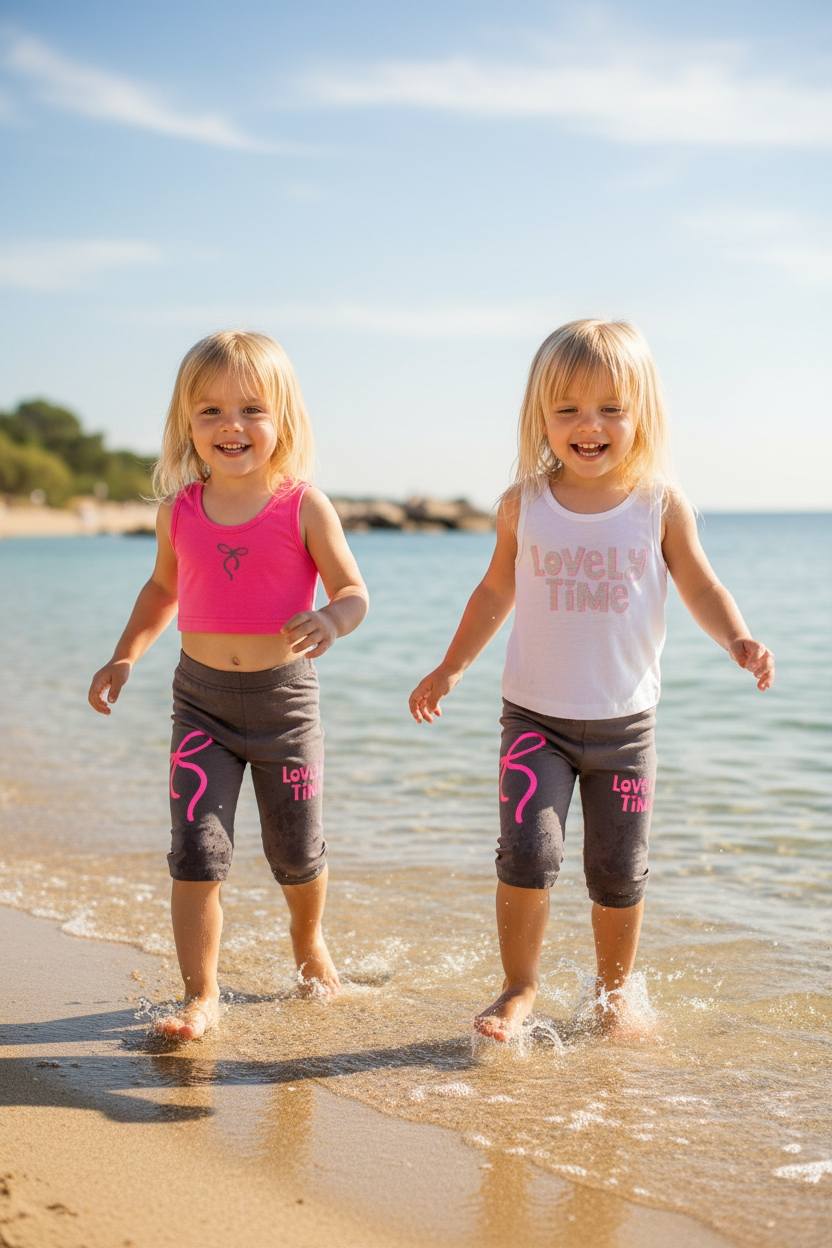 Σετ 3τεμ. 2 μπλούζες με ποδηλατικό κολάν  πάνω από το γόνατο 36-8302