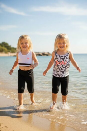 Σετ 3τεμ. 2 μπλούζες με ποδηλατικό κολάν πάνω από το γόνατο 36-8309