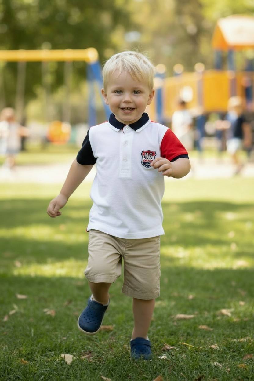 Μπλούζα Polo λευκή με γιακά μπλε