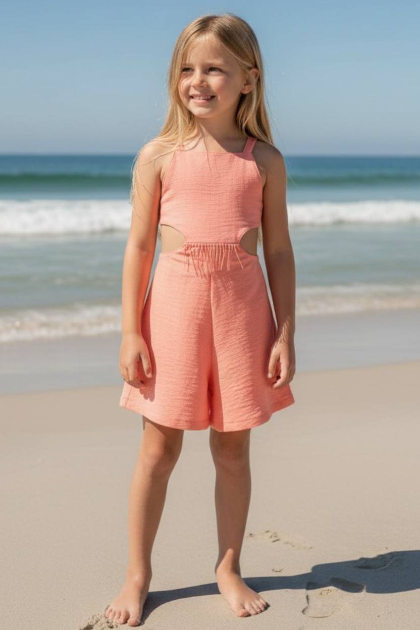 Ολόσωμο σορτς κοραλλί με κρόσσια