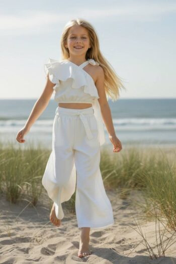 Σετ εκρού χρώμα τοπάκι με παντελόνι