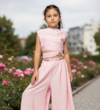 Σετ τοπ τοκα με πέρλα και παντελόνι - Image 2