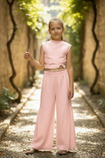 Σετ τοπ τοκα με πέρλα και παντελόνι