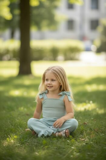 Σετ μέντα χρώμα τοπάκι με παντελόνι - Image 5