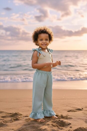 Σετ μέντα χρώμα τοπάκι με παντελόνι - Image 1