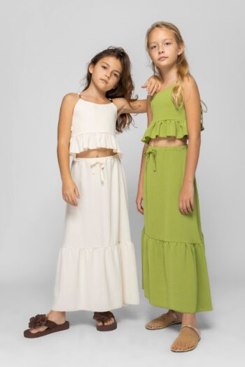 Σετ τοπάκι με μακριιά φούστα με βολάν λαιμ χρώμα - Image 5