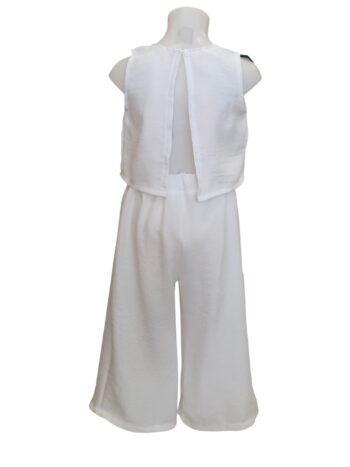 Σετ λευκού παντελόνι με τοπάκι με αίνιγμα στη πλάτη.  - Image 4