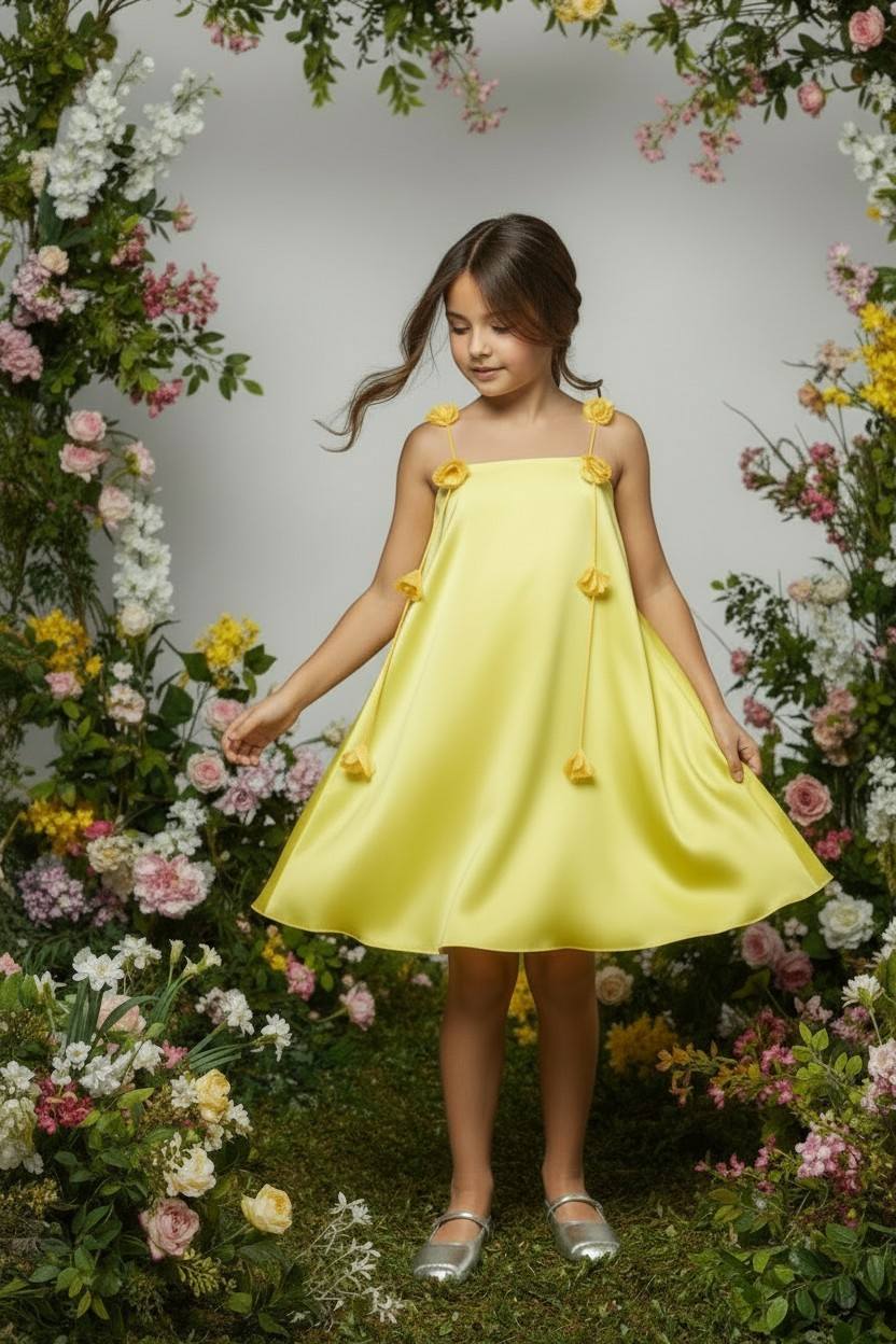 Σατέν φόρεμα με λουλούδια