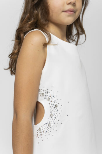 Φόρεμα με στρας εκρού χρώμα - Image 2