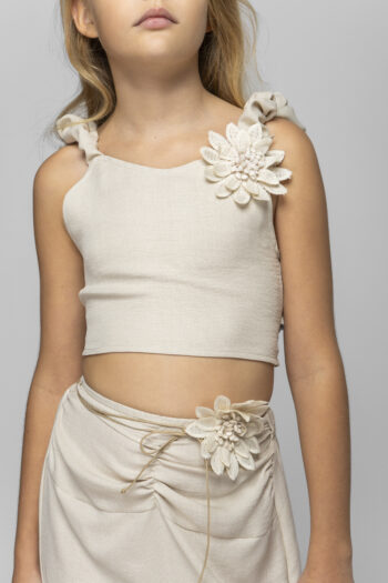 Σετ τοπ με λουλούδι και φούστα - Image 3