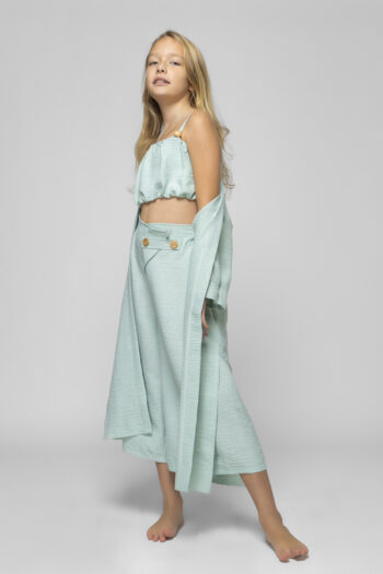 Πανωφόρι μακρυ-ζακέτα μέντα χρώμα - Image 4