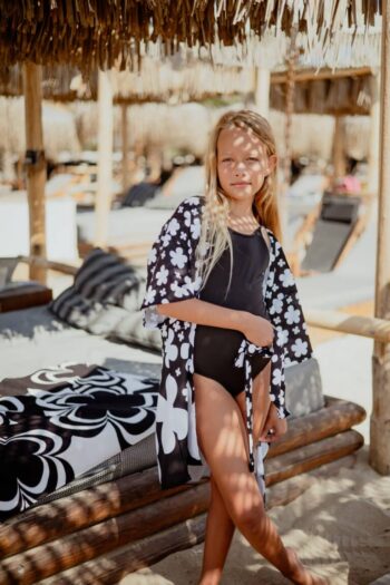 Ολόσωμο μαγιό μαύρο με λουλούδι 3D στη πλάτη - Image 6