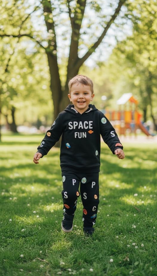 Φόρμα φούτερ 45-810 μαύρο ''Space fun''